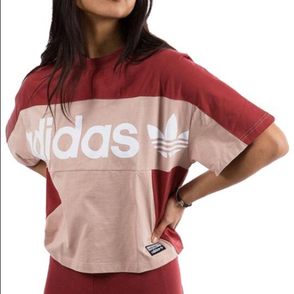 Adidas Originals Color Block Boxy Cropped Tee